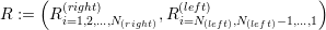      (  (right)         (left)             )
R :=  R i=1,2,...,N(right),Ri=N(left),N (left)- 1,...,1 